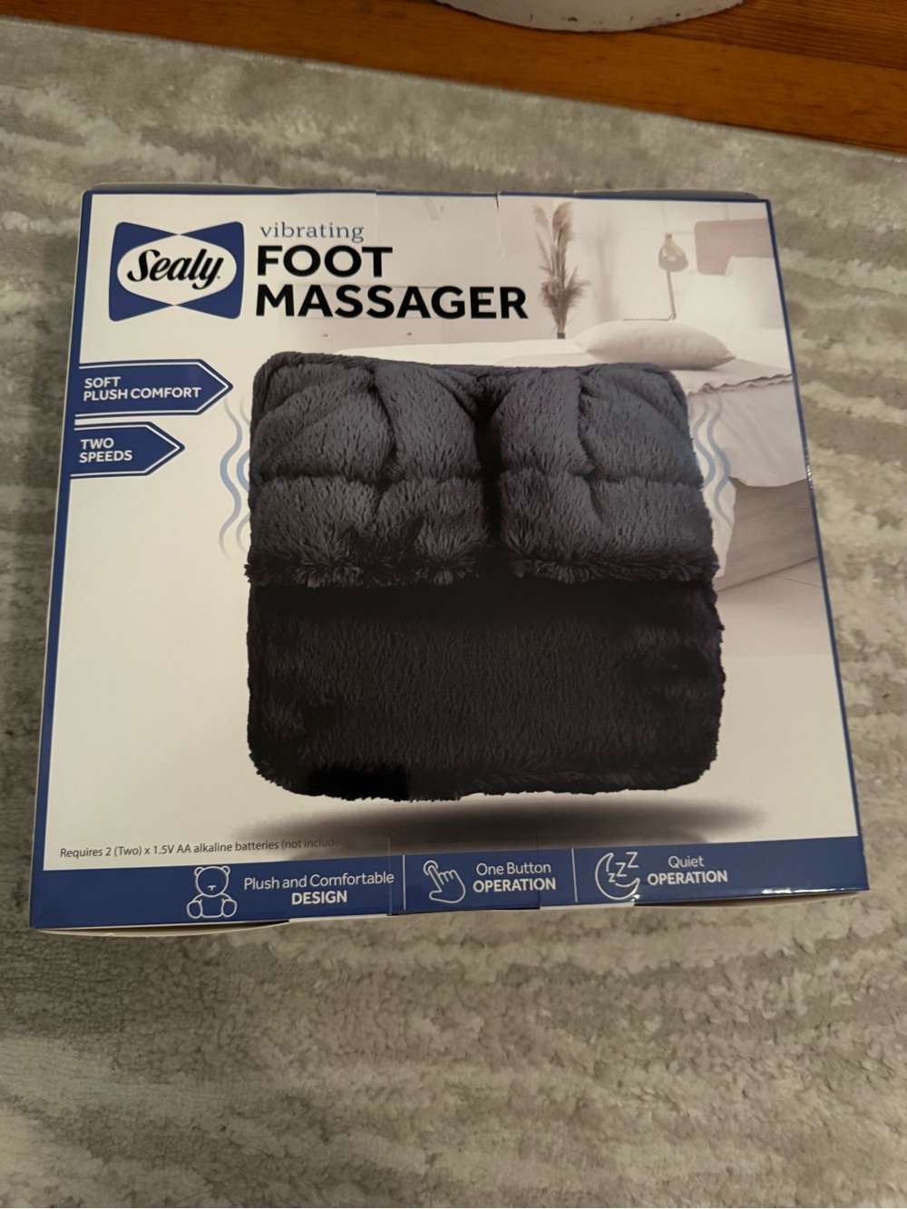 Sealy Vibrating Foot Massager 2 Speed Gray NEW SEALED